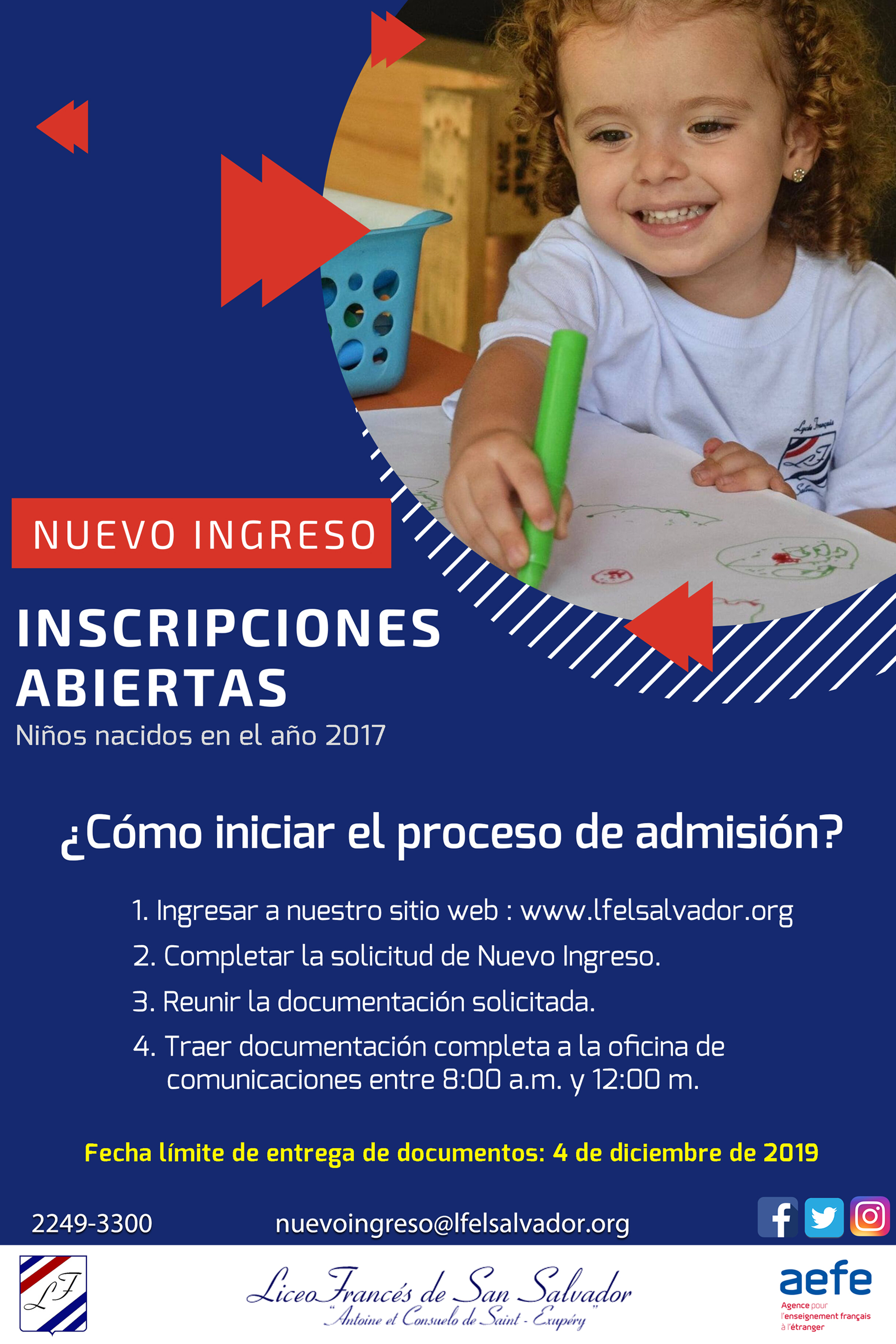 Affiche Inscripciones Abiertas NI 2019-2020 | Liceo Frances De San Salvador